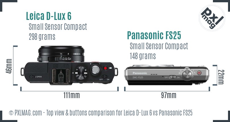 Leica D-Lux 6 vs Panasonic FS25 top view buttons comparison