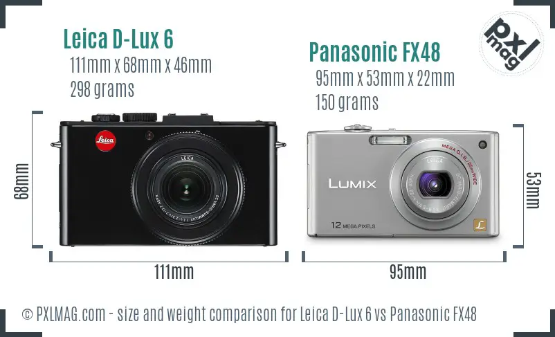 Leica D-Lux 6 vs Panasonic FX48 size comparison