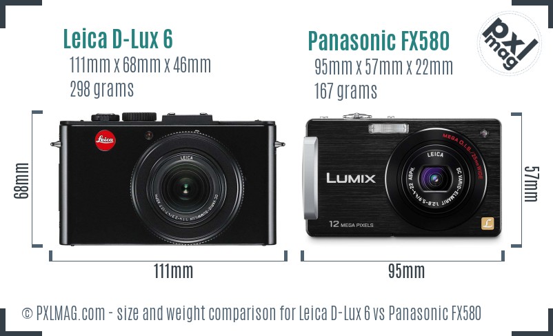 Leica D-Lux 6 vs Panasonic FX580 size comparison Leica D-Lux 6 vs Panasonic FX580 size comparison