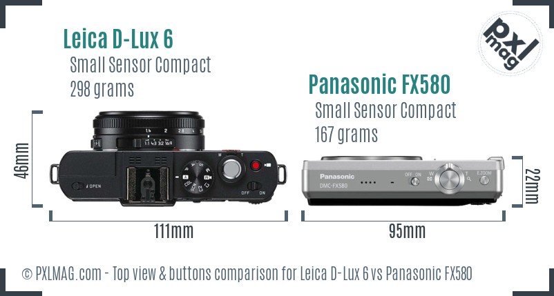 Leica D-Lux 6 vs Panasonic FX580 top view buttons comparison