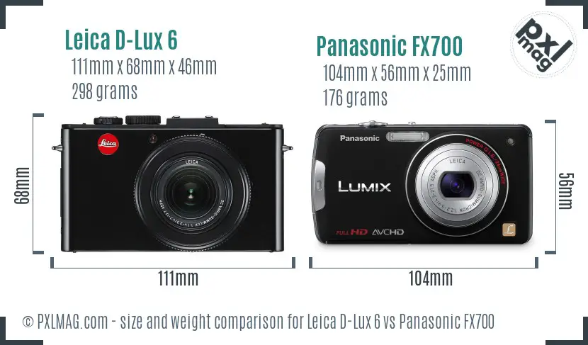 Leica D-Lux 6 vs Panasonic FX700 size comparison