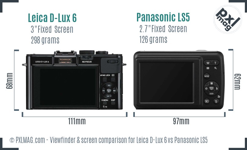 Leica D-Lux 6 vs Panasonic LS5 Screen and Viewfinder comparison