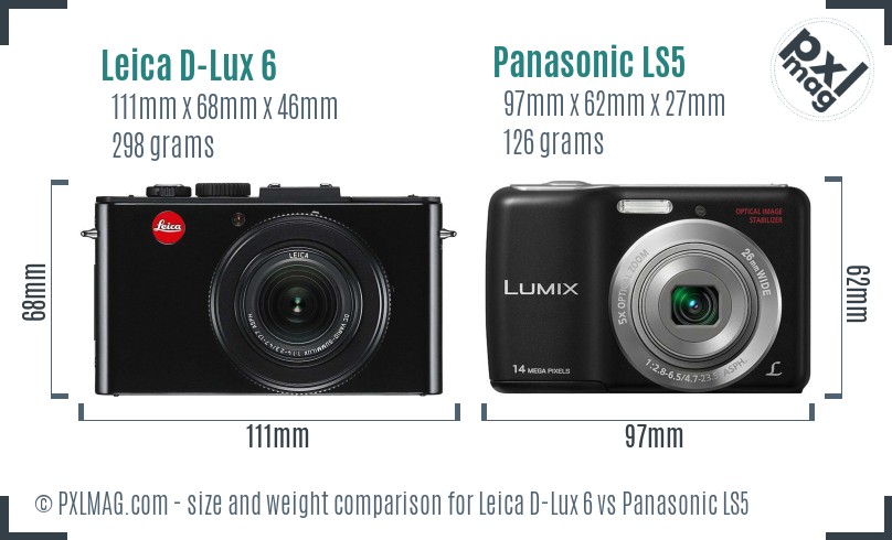 Leica D-Lux 6 vs Panasonic LS5 size comparison