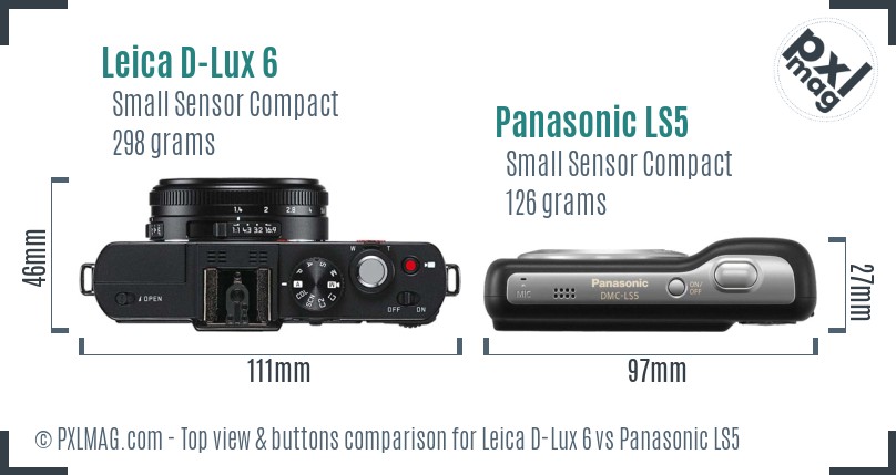 Leica D-Lux 6 vs Panasonic LS5 top view buttons comparison