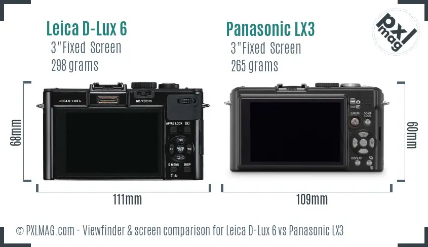 Leica D-Lux 6 vs Panasonic LX3 Screen and Viewfinder comparison Leica D-Lux 6 vs Panasonic LX3 Screen and Viewfinder comparison