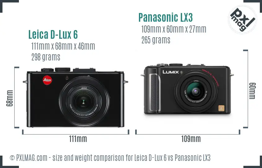 Leica D-Lux 6 vs Panasonic LX3 size comparison Leica D-Lux 6 vs Panasonic LX3 size comparison