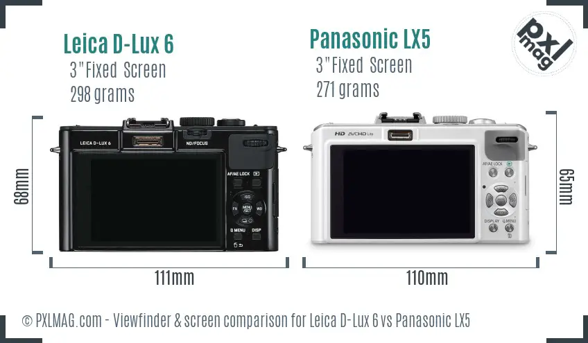 Leica D-Lux 6 vs Panasonic LX5 Screen and Viewfinder comparison Leica D-Lux 6 vs Panasonic LX5 Screen and Viewfinder comparison