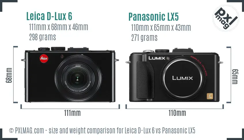 Leica D-Lux 6 vs Panasonic LX5 size comparison Leica D-Lux 6 vs Panasonic LX5 size comparison