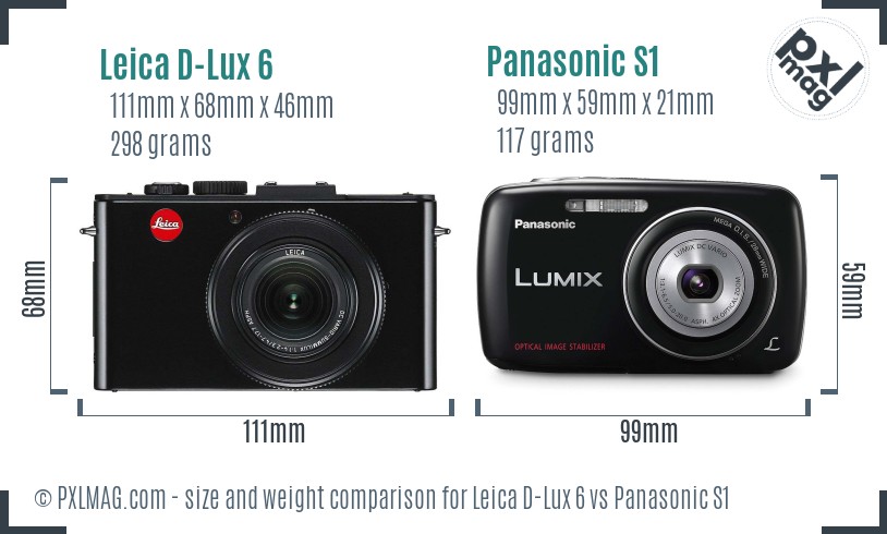 Leica D-Lux 6 vs Panasonic S1 size comparison