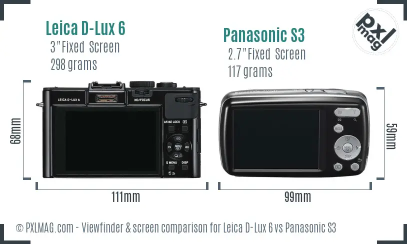 Leica D-Lux 6 vs Panasonic S3 Screen and Viewfinder comparison