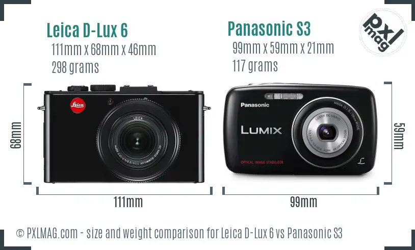 Leica D-Lux 6 vs Panasonic S3 size comparison