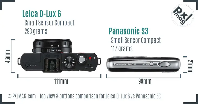 Leica D-Lux 6 vs Panasonic S3 top view buttons comparison