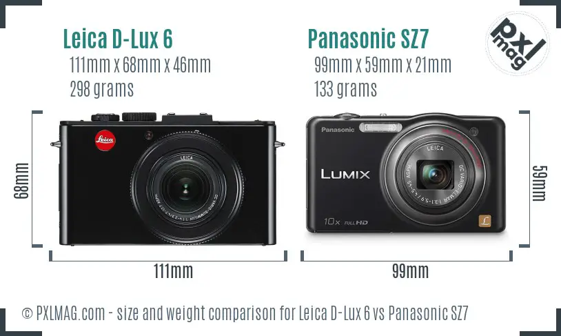 Leica D-Lux 6 vs Panasonic SZ7 size comparison Leica D-Lux 6 vs Panasonic SZ7 size comparison