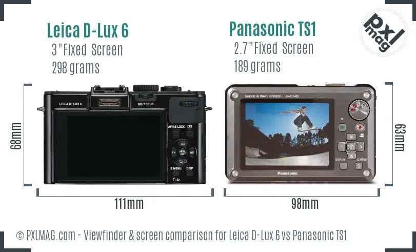 Leica D-Lux 6 vs Panasonic TS1 Screen and Viewfinder comparison