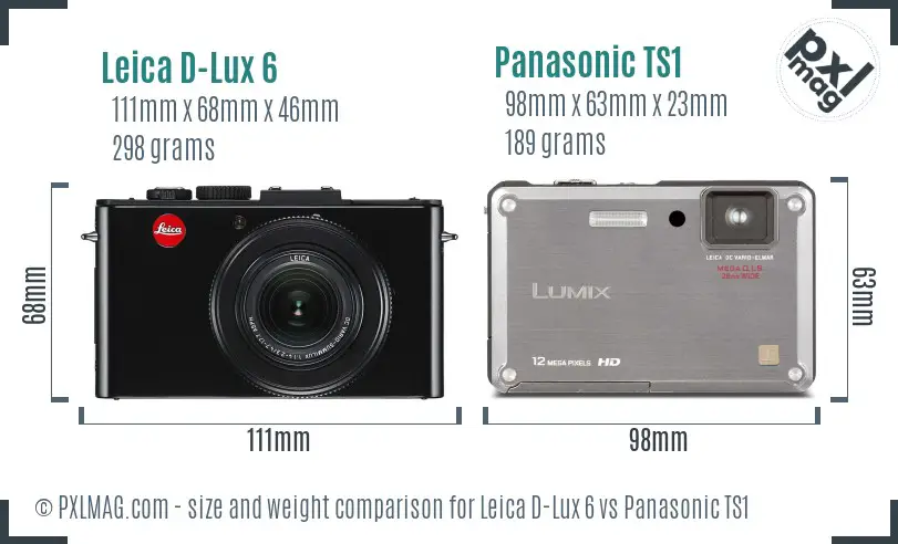 Leica D-Lux 6 vs Panasonic TS1 size comparison