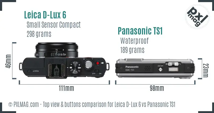 Leica D-Lux 6 vs Panasonic TS1 top view buttons comparison