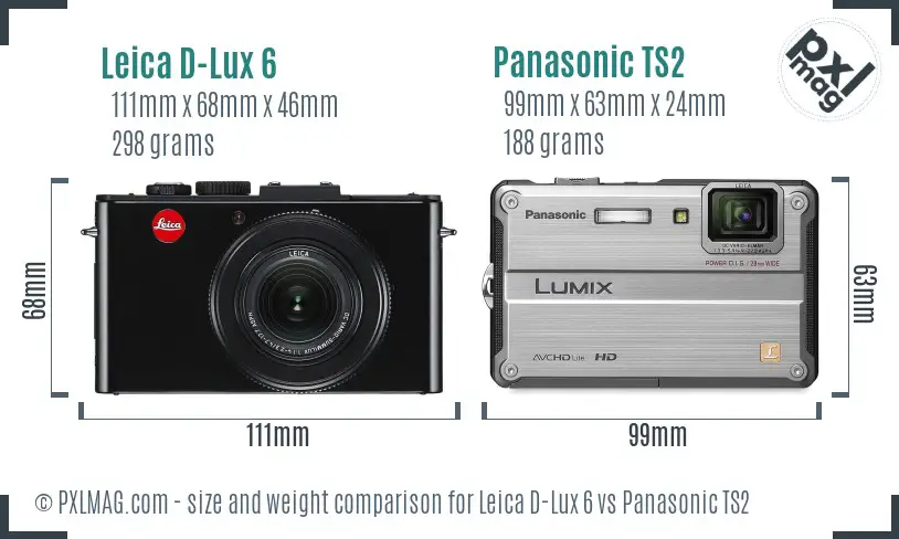 Leica D-Lux 6 vs Panasonic TS2 size comparison Leica D-Lux 6 vs Panasonic TS2 size comparison