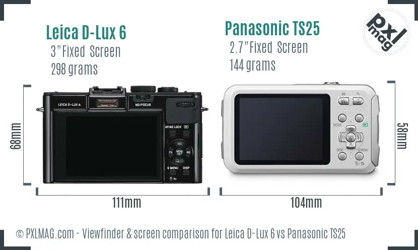 Leica D-Lux 6 vs Panasonic TS25 Screen and Viewfinder comparison