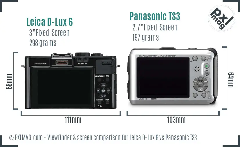 Leica D-Lux 6 vs Panasonic TS3 Screen and Viewfinder comparison