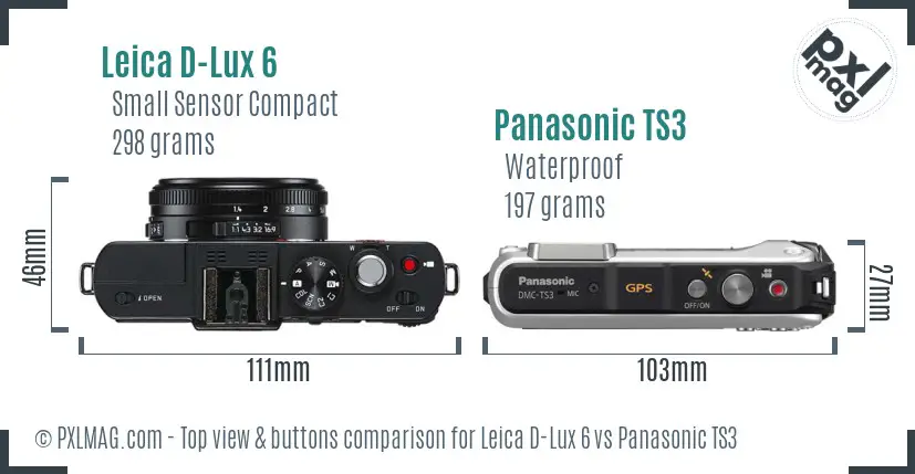 Leica D-Lux 6 vs Panasonic TS3 top view buttons comparison