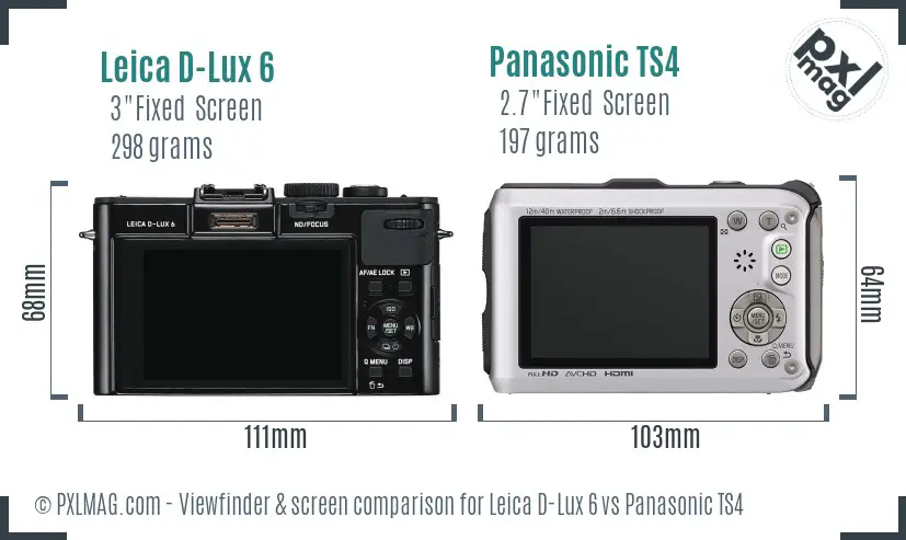 Leica D-Lux 6 vs Panasonic TS4 Screen and Viewfinder comparison