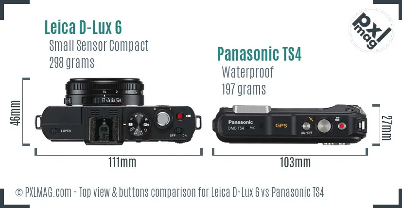 Leica D-Lux 6 vs Panasonic TS4 top view buttons comparison