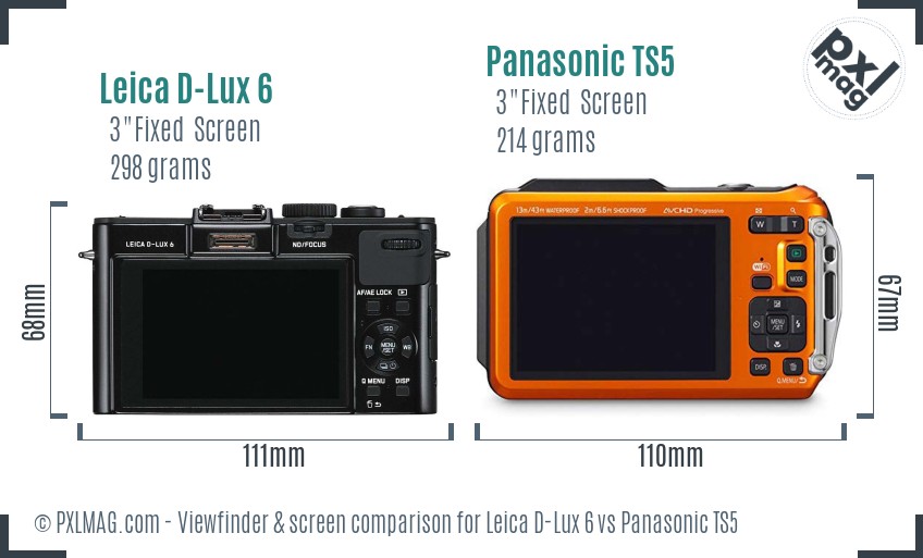 Leica D-Lux 6 vs Panasonic TS5 Screen and Viewfinder comparison