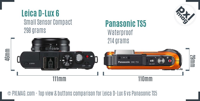 Leica D-Lux 6 vs Panasonic TS5 top view buttons comparison