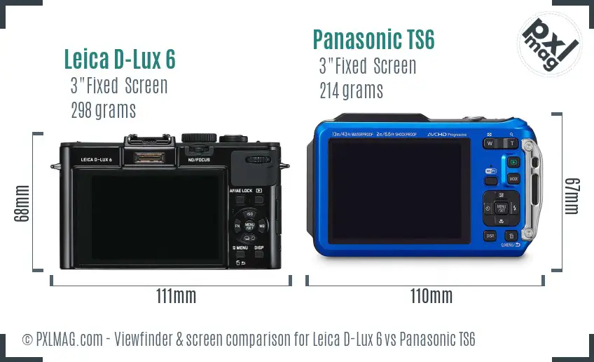 Leica D-Lux 6 vs Panasonic TS6 Screen and Viewfinder comparison