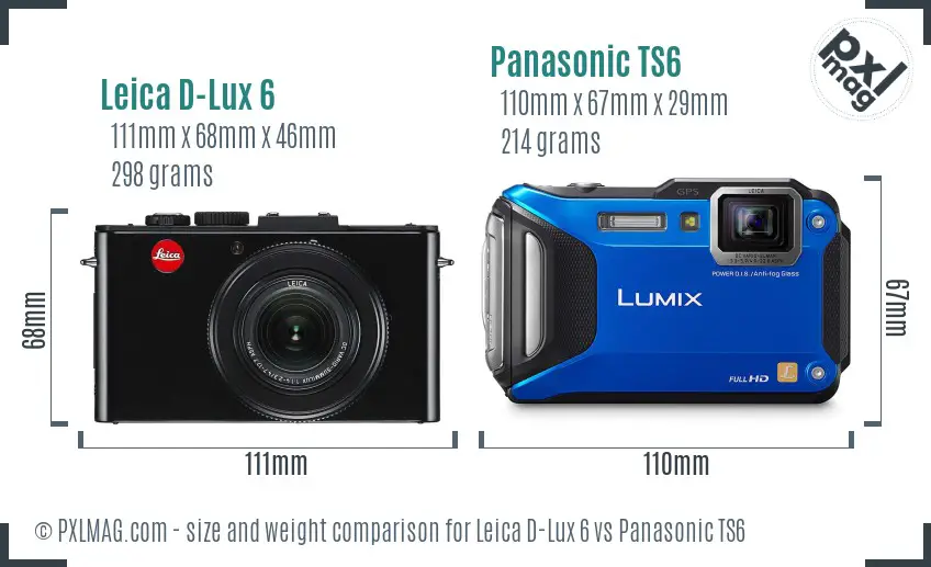 Leica D-Lux 6 vs Panasonic TS6 size comparison