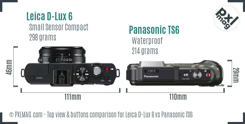 Leica D-Lux 6 vs Panasonic TS6 top view buttons comparison