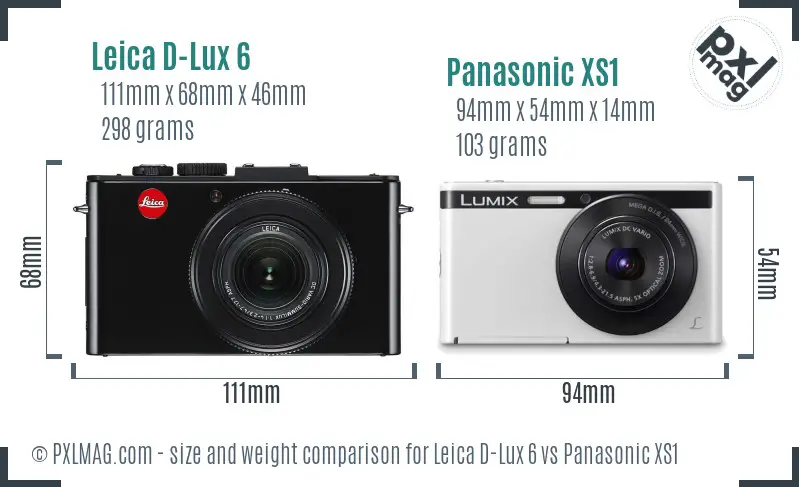 Leica D-Lux 6 vs Panasonic XS1 size comparison Leica D-Lux 6 vs Panasonic XS1 size comparison