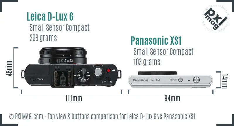 Leica D-Lux 6 vs Panasonic XS1 top view buttons comparison Leica D-Lux 6 vs Panasonic XS1 top view buttons comparison