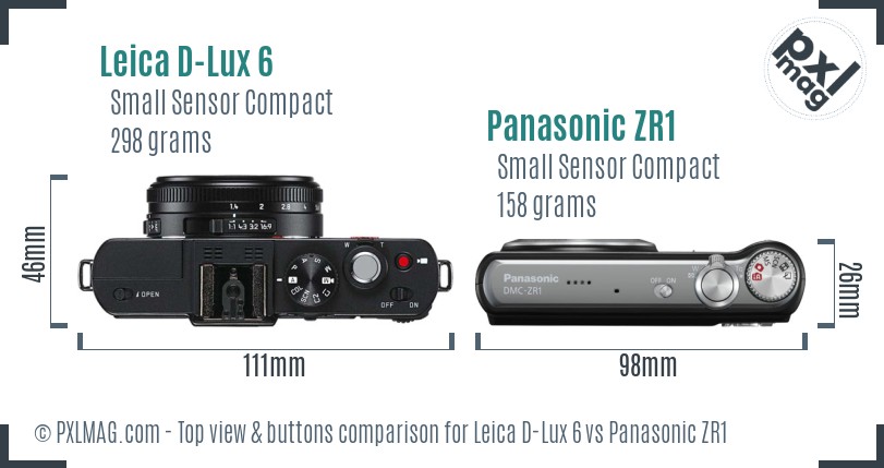 Leica D-Lux 6 vs Panasonic ZR1 top view buttons comparison