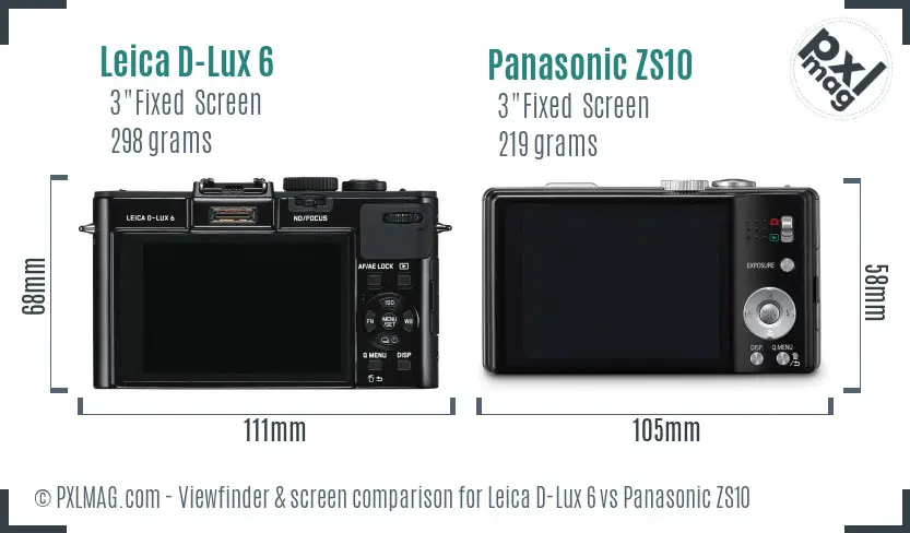 Leica D-Lux 6 vs Panasonic ZS10 Screen and Viewfinder comparison Leica D-Lux 6 vs Panasonic ZS10 Screen and Viewfinder comparison