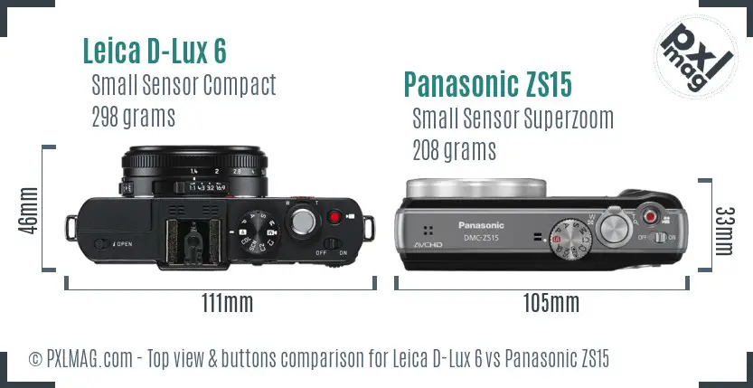 Leica D-Lux 6 vs Panasonic ZS15 top view buttons comparison