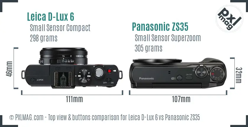 Leica D-Lux 6 vs Panasonic ZS35 top view buttons comparison