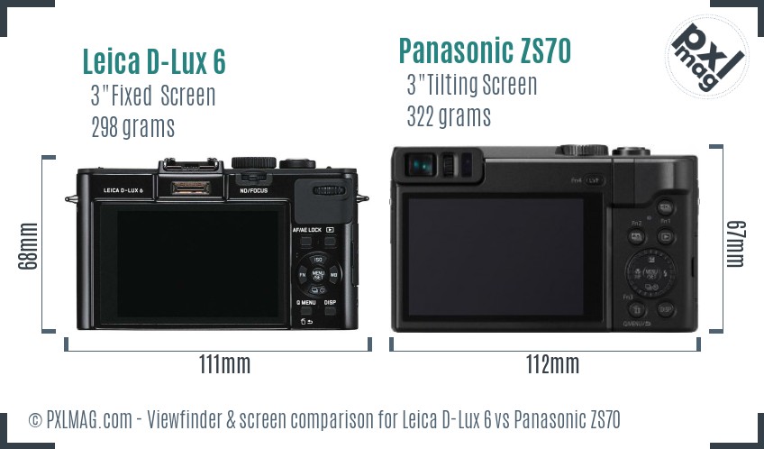 Leica D-Lux 6 vs Panasonic ZS70 Screen and Viewfinder comparison