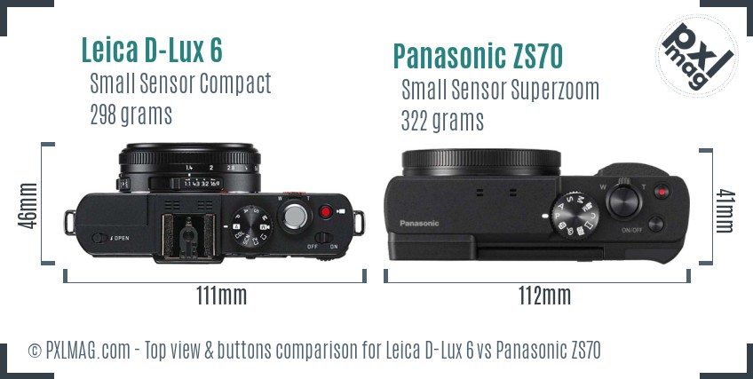 Leica D-Lux 6 vs Panasonic ZS70 top view buttons comparison