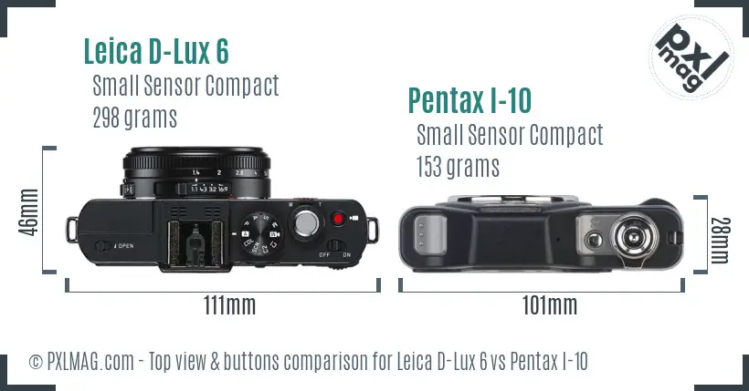 Leica D-Lux 6 vs Pentax I-10 top view buttons comparison