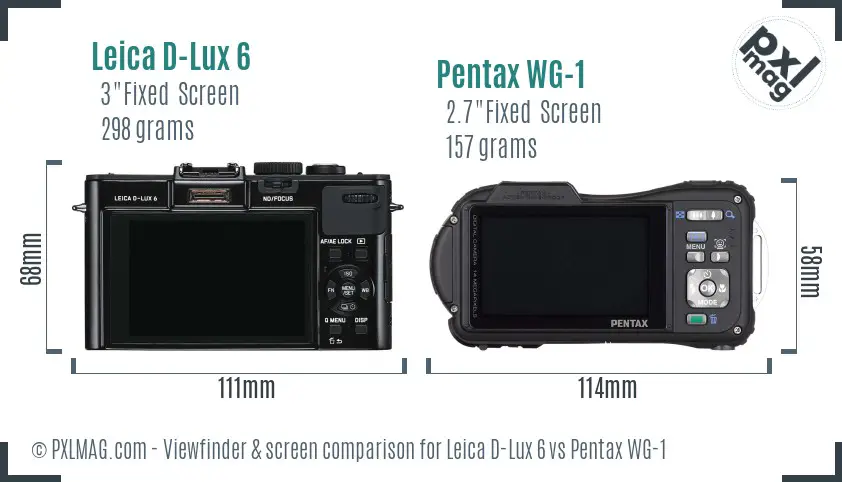 Leica D-Lux 6 vs Pentax WG-1 Screen and Viewfinder comparison
