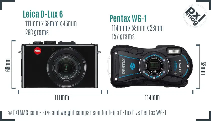 Leica D-Lux 6 vs Pentax WG-1 size comparison