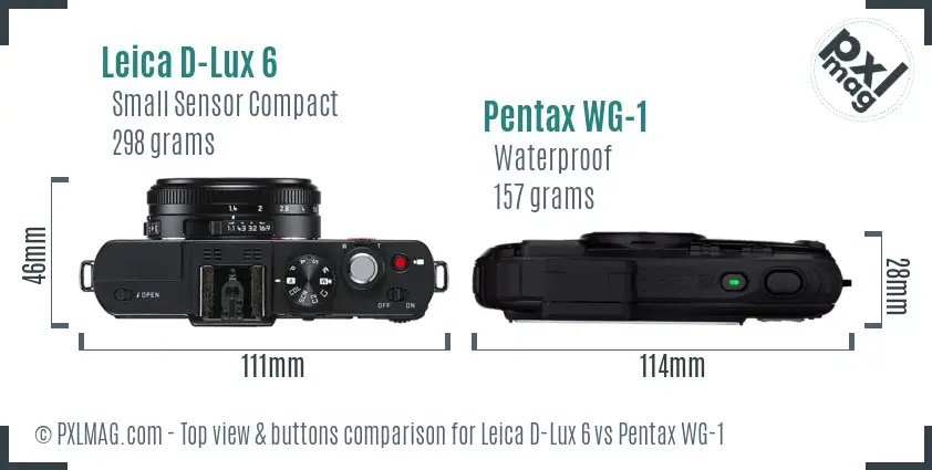 Leica D-Lux 6 vs Pentax WG-1 top view buttons comparison