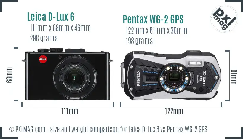 Leica D-Lux 6 vs Pentax WG-2 GPS size comparison