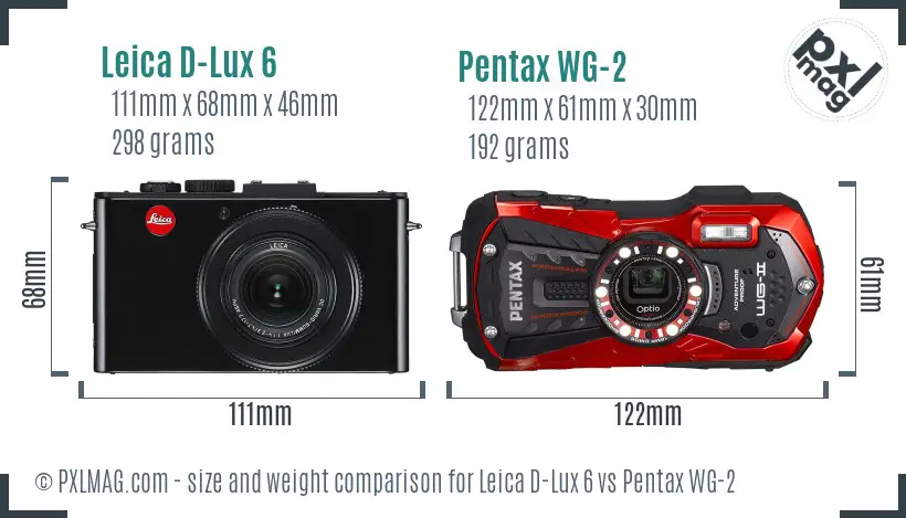 Leica D-Lux 6 vs Pentax WG-2 size comparison Leica D-Lux 6 vs Pentax WG-2 size comparison