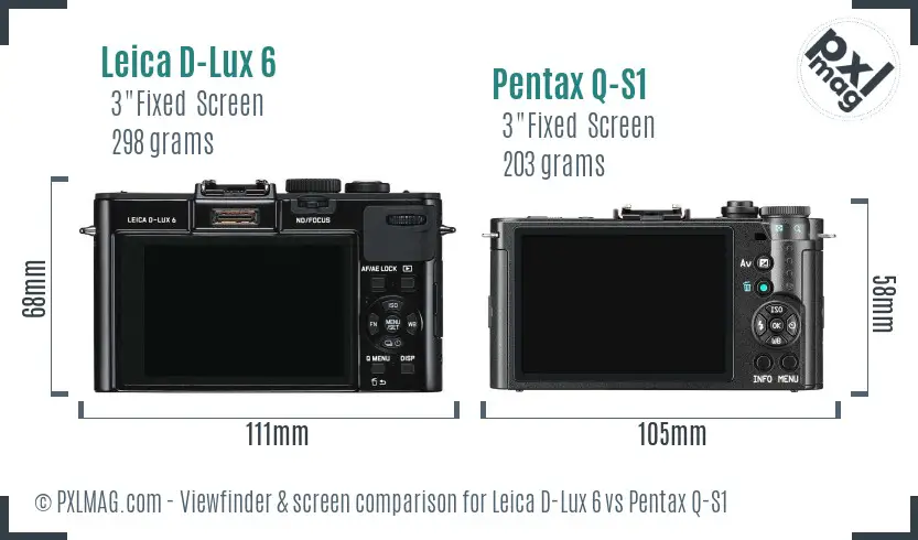 Leica D-Lux 6 vs Pentax Q-S1 Screen and Viewfinder comparison