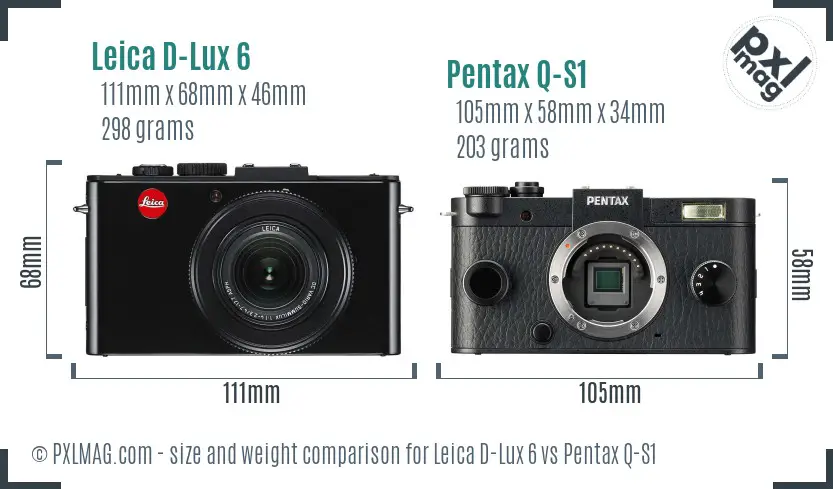 Leica D-Lux 6 vs Pentax Q-S1 size comparison
