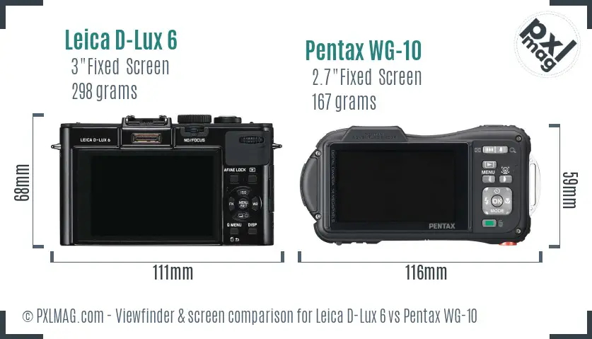 Leica D-Lux 6 vs Pentax WG-10 Screen and Viewfinder comparison Leica D-Lux 6 vs Pentax WG-10 Screen and Viewfinder comparison