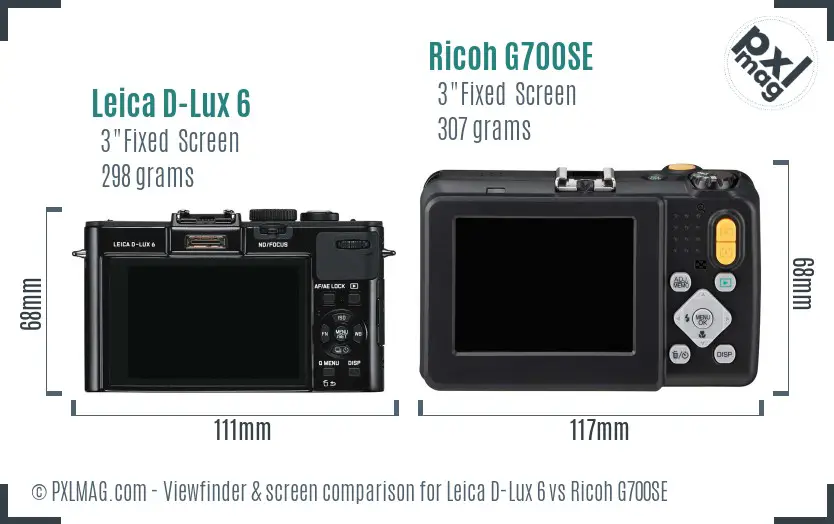 Leica D-Lux 6 vs Ricoh G700SE Screen and Viewfinder comparison