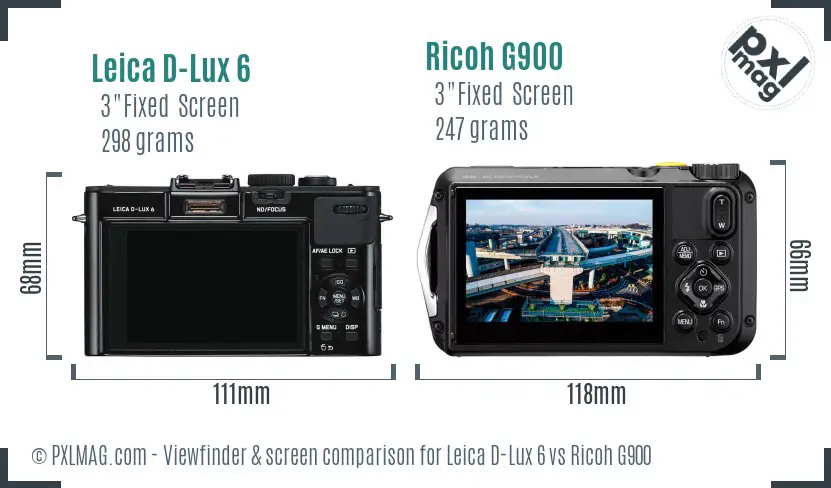 Leica D-Lux 6 vs Ricoh G900 Screen and Viewfinder comparison
